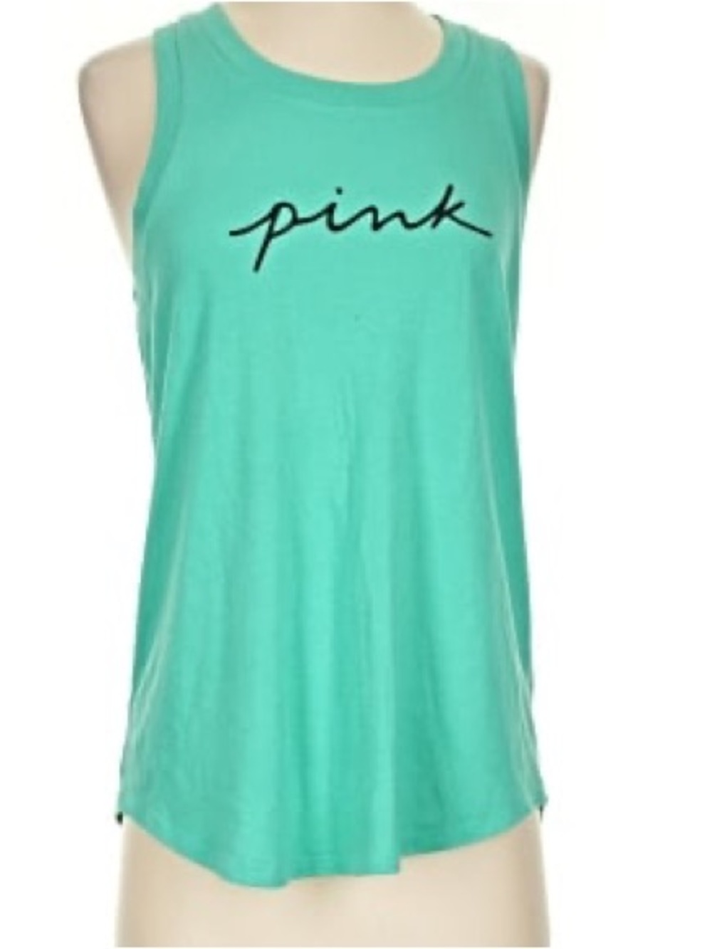 PINK Victoria's Secret Teal Green Tank with Black Script Logo, Size XL, NWT